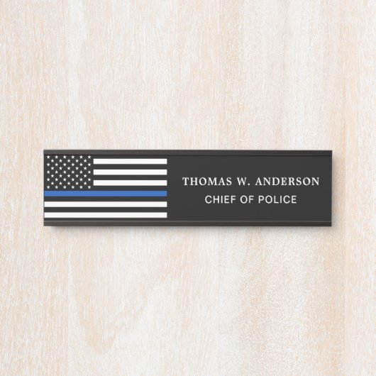 警察官パーソナライズされたの細い青い線名 サインプレート (正面)
