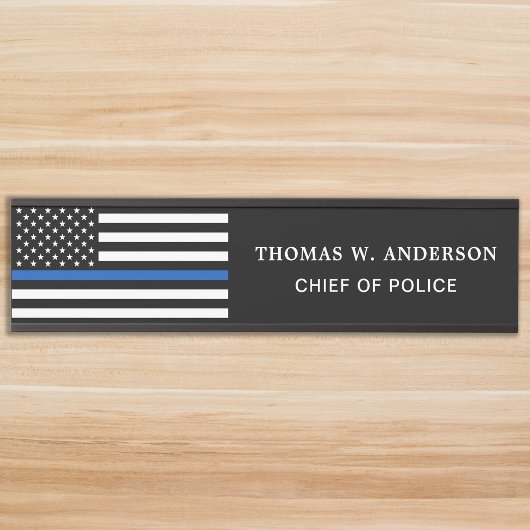 警察官パーソナライズされたの細い青い線名 サインプレート