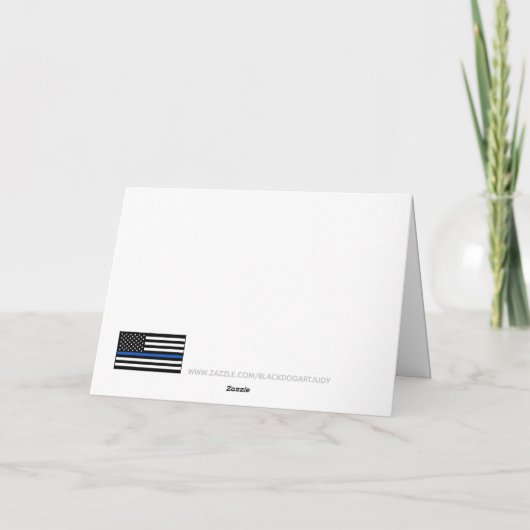 警察官パーソナライズされたの細い青い線旗 サンキューカード (裏面)