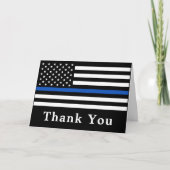 警察官パーソナライズされたの細い青い線旗 サンキューカード (正面)