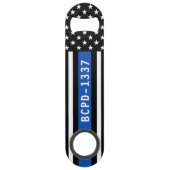 警察官パーソナライズされたモダンの細い青 スピード栓抜き (裏面)