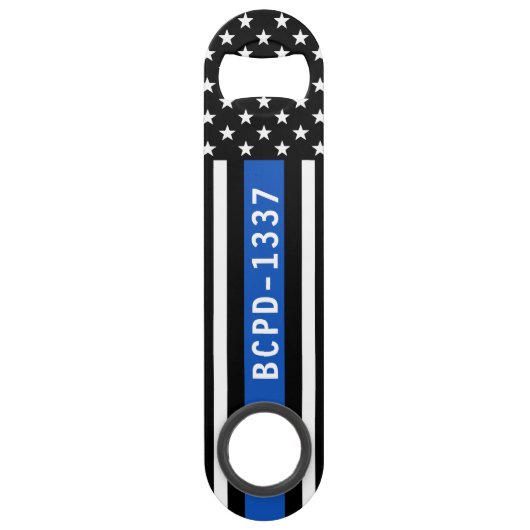 警察官パーソナライズされたモダンの細い青 スピード栓抜き (裏面)