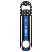 警察官パーソナライズされたモダンの細い青 スピード栓抜き (正面)