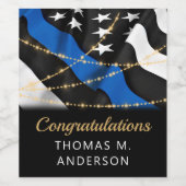 警察官パーティーおめでとうブルー金ゴールド ワインラベル (シングルラベル)