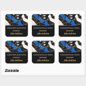 警察官パーティーブルー金ゴールドおめでとう スクエアシール (シート)