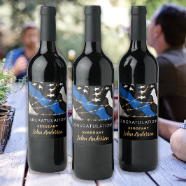 警察官パーティーブルー金ゴールドおめでとう ワインラベル