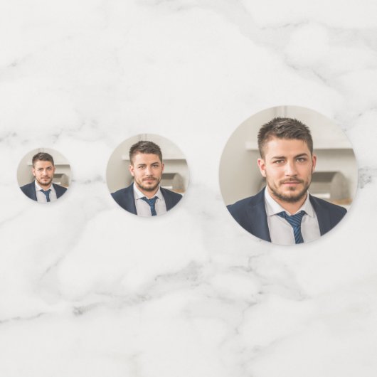 警察官パーティー写真おめでとう薄い青い線 コンフェッティ (正面)