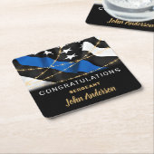 警察官パーティー退職祝 スクエアペーパーコースター (アングル)