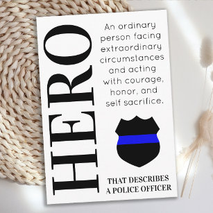 警察官ヒーロー薄いブルーラインパーソナライズされた サンキューカード