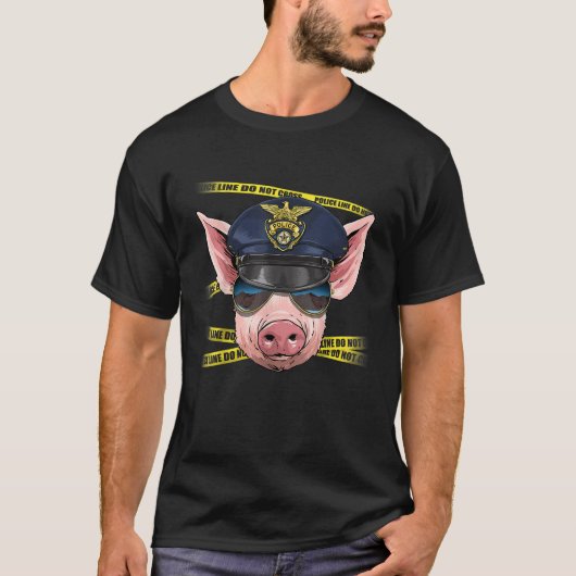 警察官ピグPD警官の犯罪現場ファーム動物 Tシャツ (正面)