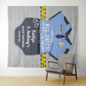 警察官ベビーシャワー写真用背景 タペストリー (インサイチュ(横))