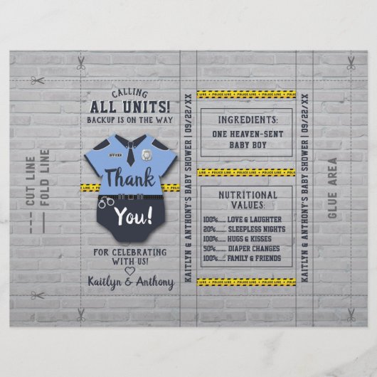 警察官ベビーシャワーDIYキャンディバーラッパー (正面)