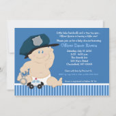 警察官ベビー妊娠シャワーベビー警官 招待状 (正面)