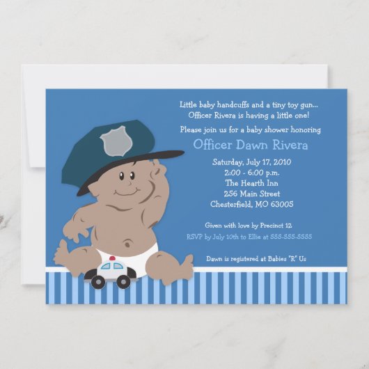 警察官ベビー警官シャワー招待状メッドスキン 招待状 (正面)