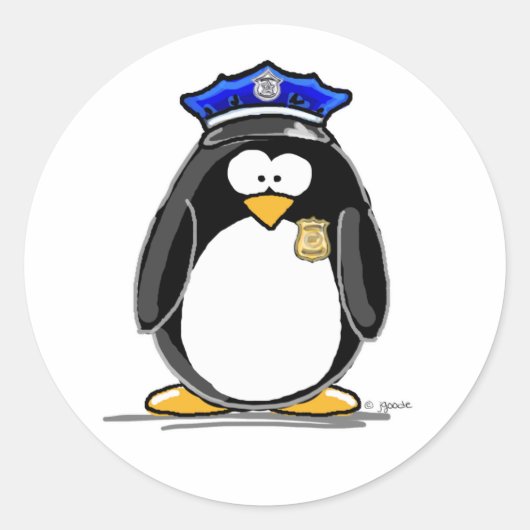 警察官ペンギン ラウンドシール (正面)