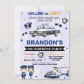 警察官ボーイ第2誕生日パーティー 招待状 (正面)