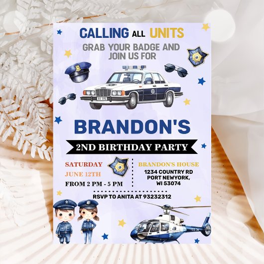 警察官ボーイ第2誕生日パーティー 招待状