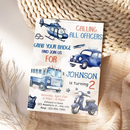 警察官ボーイ第2誕生日パーティー 招待状