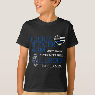 警察官ママ – 薄いブルーラインファミリー Tシャツ