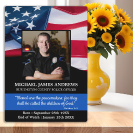 警察官メモリアル法執行機関 アメリカ国旗 フォトプラーク