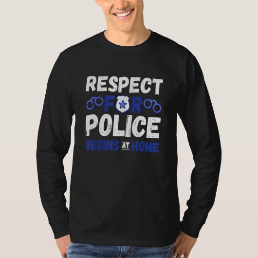 警察官リスペクトバッジ 手錠 警察サポーター Tシャツ (正面)