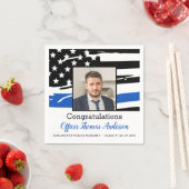 警察官写真薄いブルーライン卒業 スタンダードカクテルナプキン (インサイチュ)