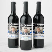 警察官写真薄いブルーライン卒業 ワインラベル (ボトル)