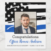 警察官写真薄いブルーライン卒業 ワインラベル (シングルラベル)