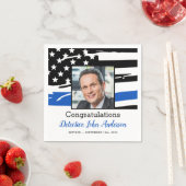 警察官写真薄いブルーライン退職 スタンダードカクテルナプキン (インサイチュ)