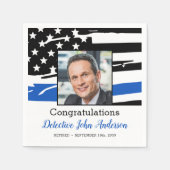 警察官写真薄いブルーライン退職 スタンダードカクテルナプキン (正面)