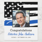 警察官写真薄いブルーライン退職 ワインラベル (シングルラベル)