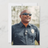 警察官写真 薄い青いライン 退職 招待状 (裏面)