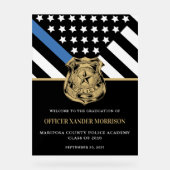 警察官卒業ブルーライン国旗の歓迎 アクリルサイン (正面)