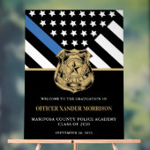 警察官卒業ブルーライン国旗の歓迎 アクリルサイン (ニュートラル)