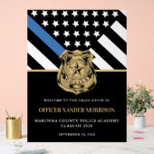 警察官卒業ブルーライン国旗の歓迎 アクリルサイン (ウェディング)