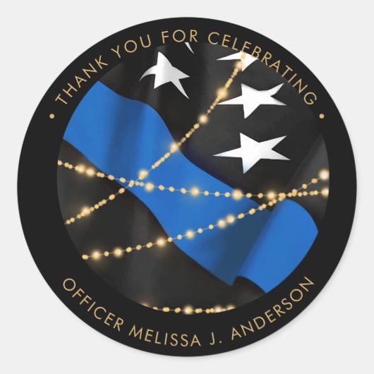 警察官卒業式の細い青い線の好意 ラウンドシール (正面)
