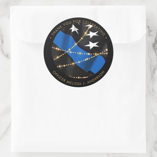 警察官卒業式の細い青い線の好意 ラウンドシール (バッグ)