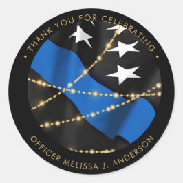 警察官卒業式の細い青い線の好意 ラウンドシール
