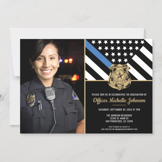警察官卒業法執行写真 マグネット招待状 (正面)
