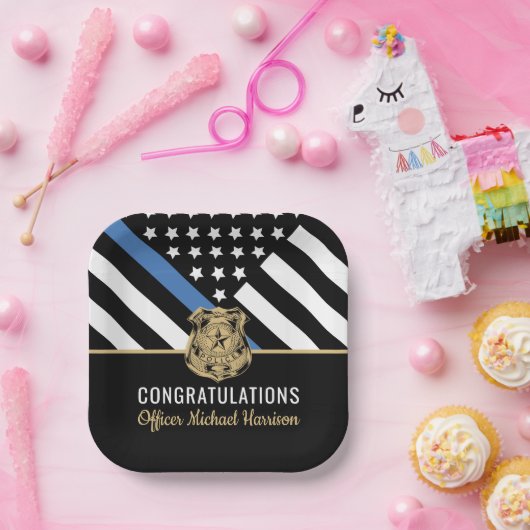 警察官卒業法執行旗 ペーパープレート (パーティー)