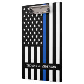 警察官名パーソナライズされたThin Blue Line クリップボード (左)