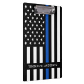 警察官名パーソナライズされたThin Blue Line クリップボード (右)