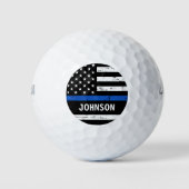 警察官名パーソナライズされたThin Blue Line ゴルフボール (正面)