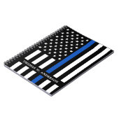 警察官名パーソナライズされたThin Blue Line ノートブック (左側)