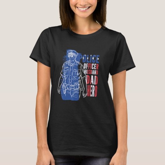 警察官夫パパヒーロー誇りを持ったポリスFa Tシャツ (正面)