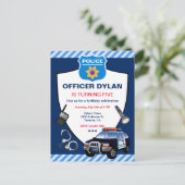 警察官子供の誕生日パーティー インビテーションポストカード (スタンド正面)