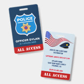 警察官子供の誕生日招待状IDカード バッジ (正面＆裏面)