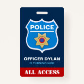 警察官子供の誕生日招待状IDカード バッジ (正面)