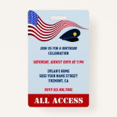 警察官子供の誕生日招待状IDカード バッジ (裏面)