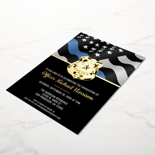 警察官学校卒業法執行旗 箔招待状 (回転した状態)